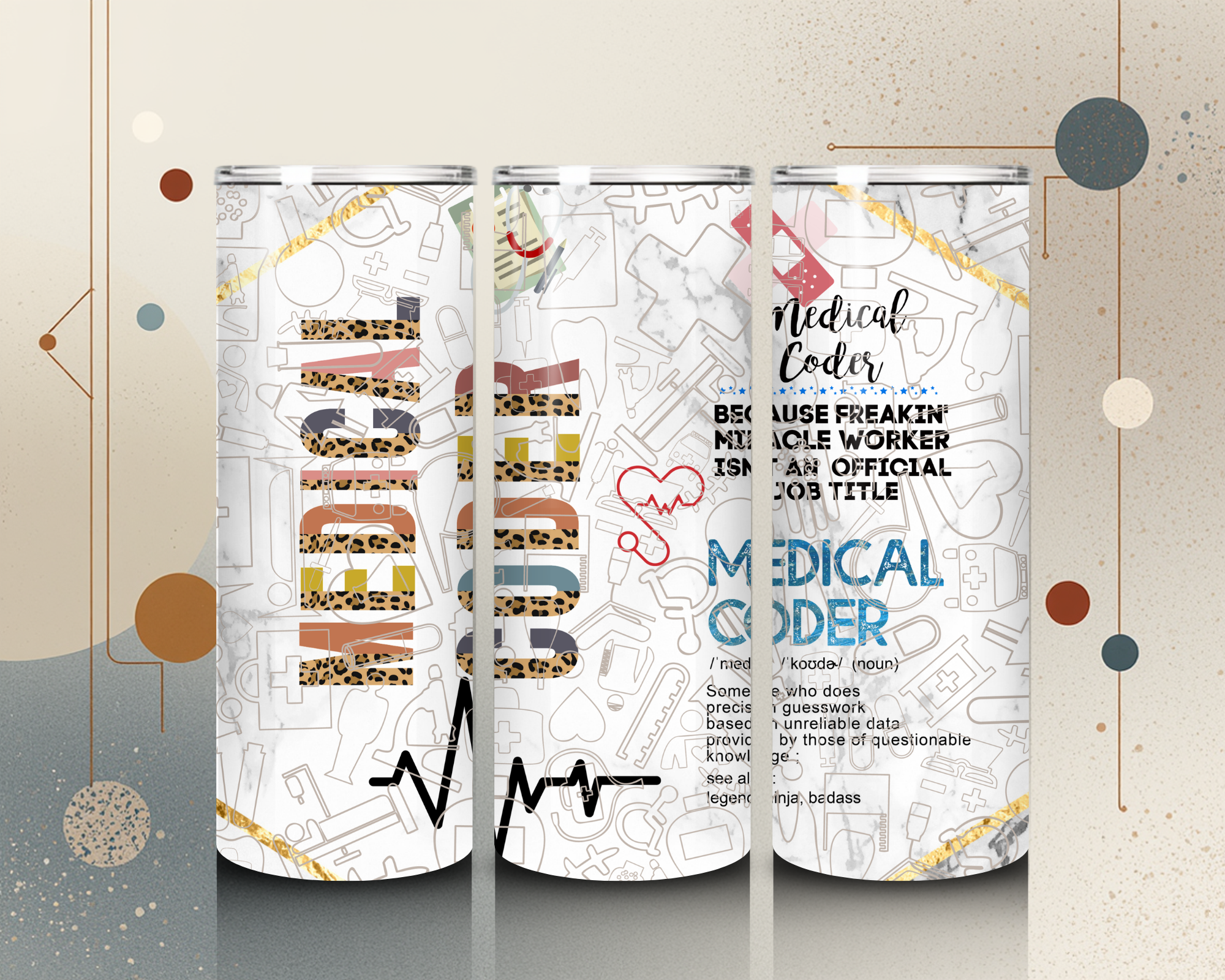 Medical Coder Tumbler - 20 oz Insulated Stainless Steel Skinny Drinkware