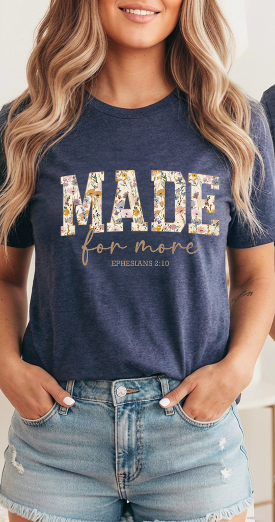 Christian Faith T-Shirt – Ephesians 2:10 Floral Scripture Shirt | Soft Cotton Blend Tee