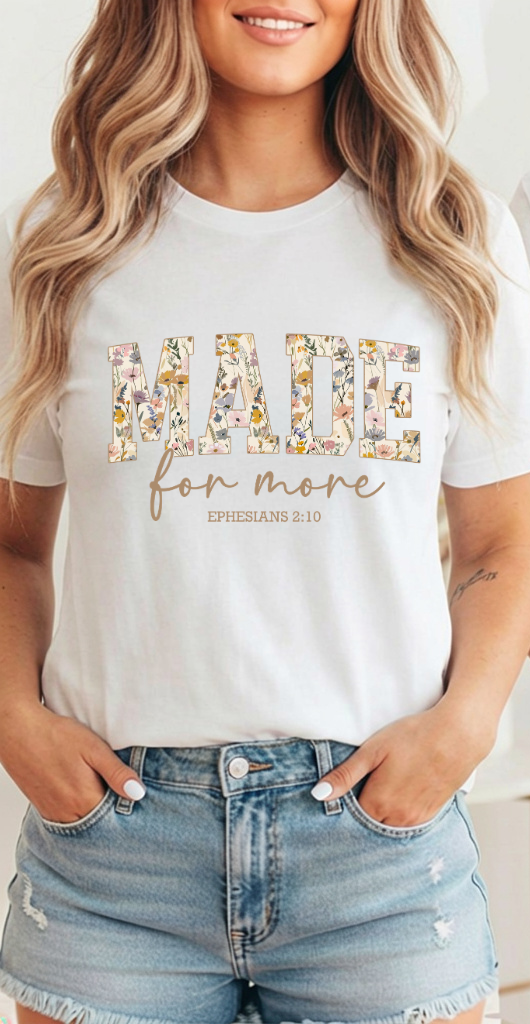 Christian Faith T-Shirt – Ephesians 2:10 Floral Scripture Shirt | Soft Cotton Blend Tee