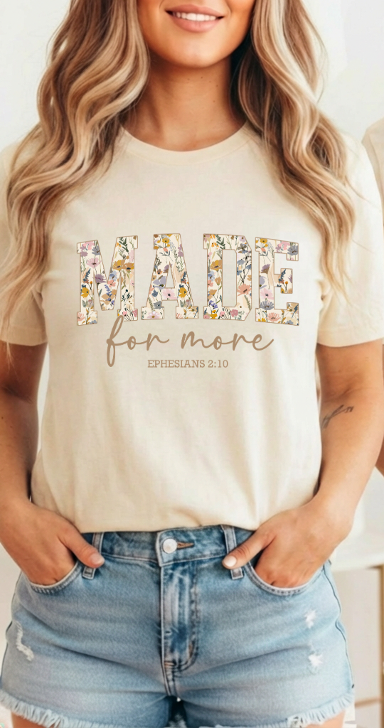 Christian Faith T-Shirt – Ephesians 2:10 Floral Scripture Shirt | Soft Cotton Blend Tee