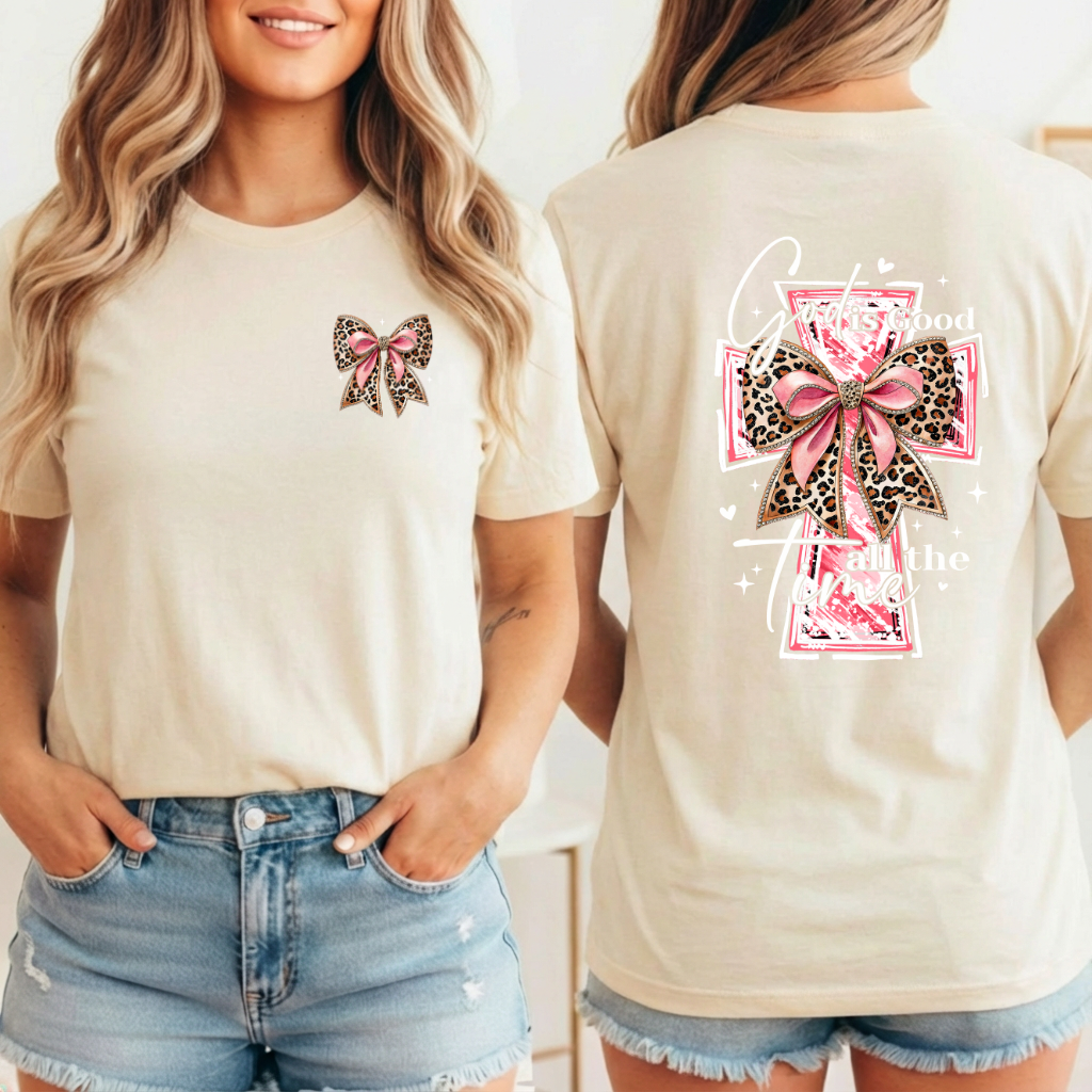 Christian Faith T-Shirt – God Is Good Shirt With Leopard Print Cross Tee