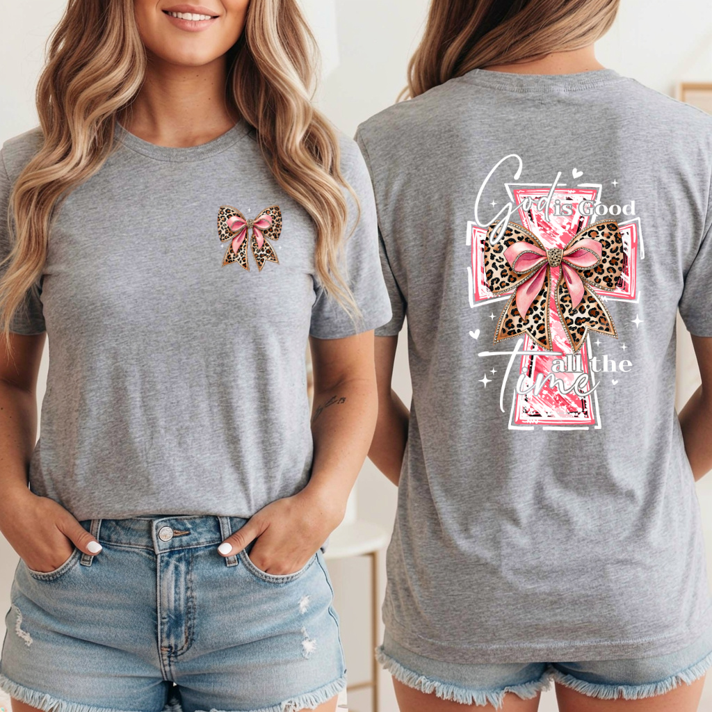 Christian Faith T-Shirt – God Is Good Shirt With Leopard Print Cross Tee