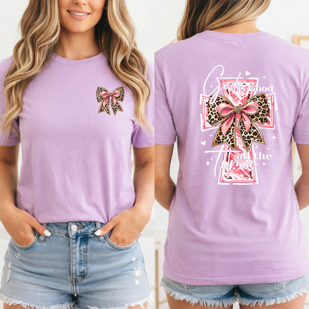 Christian Faith T-Shirt – God Is Good Shirt With Leopard Print Cross Tee