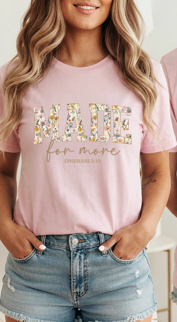 Christian Faith T-Shirt – Ephesians 2:10 Floral Scripture Shirt | Soft Cotton Blend Tee