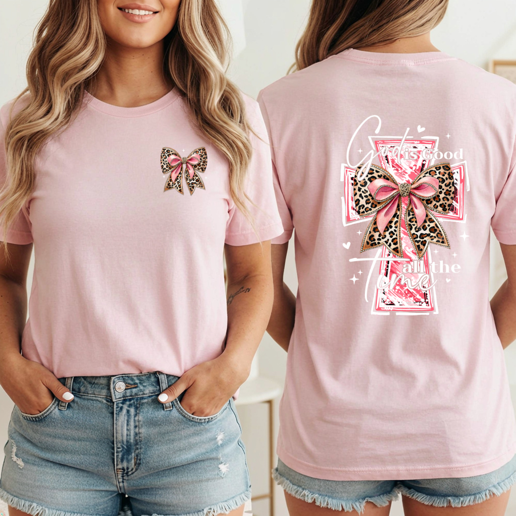 Christian Faith T-Shirt – God Is Good Shirt With Leopard Print Cross Tee