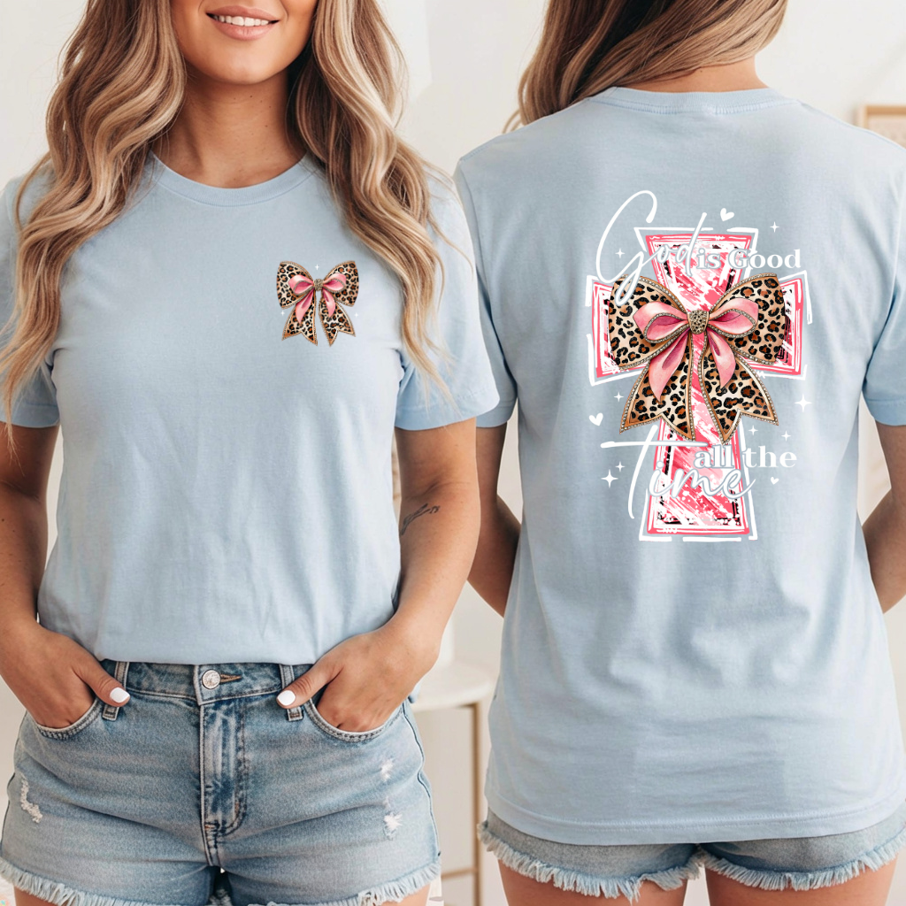 Christian Faith T-Shirt – God Is Good Shirt With Leopard Print Cross Tee