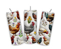 Farmhouse Chicken Tumbler – 20 oz Skinny Rustic Floral Cup with Reusable Straw
